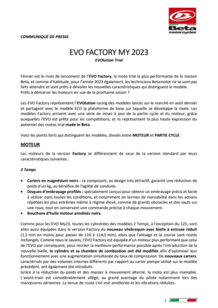 Evo factory 2023