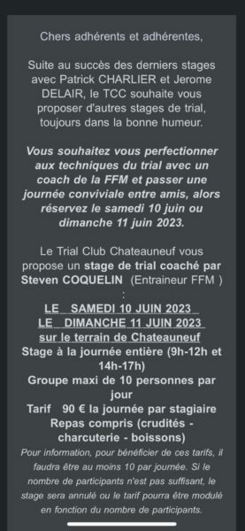 stage avec le TC Chateauneuf