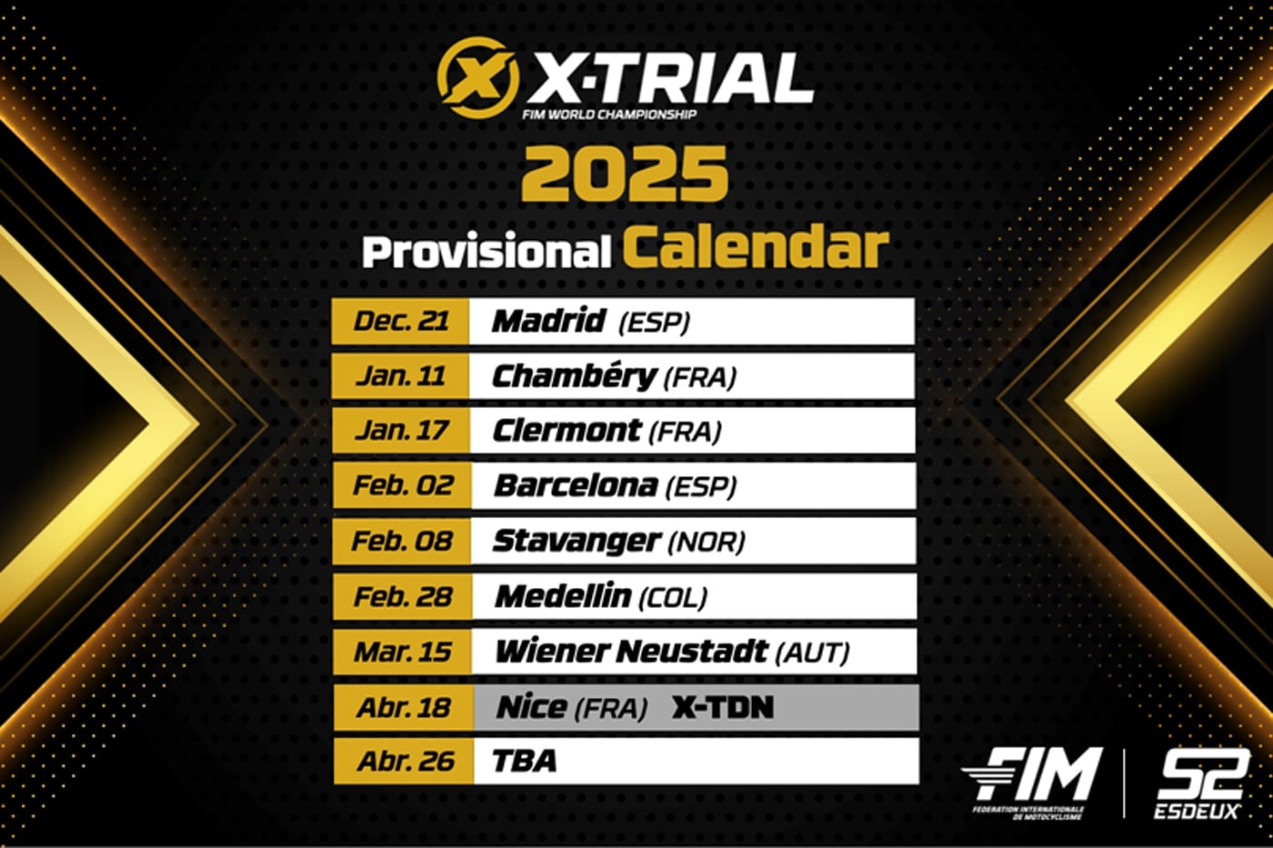 Calendrier X Trial