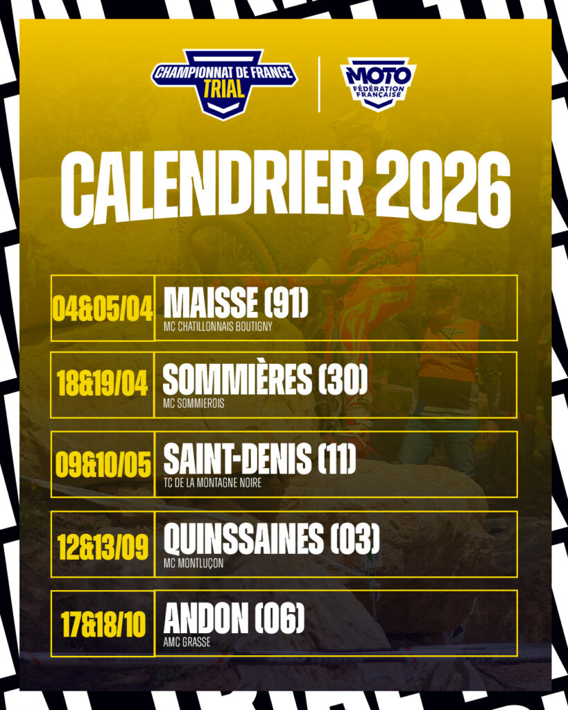 Calendrier 2026 Championnat de France
